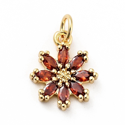 Rack Plating Brass Micro Pave Cubic Zirconia Charms ZIRC-F129-34-G-1