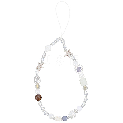 Alloy Acrylic Imitation Pearl Phone Hand Strap Chains HJEW-WH20019-18-1