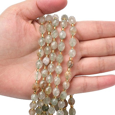 Natural Green Rutilated Quartz Beads Strands G-F809-A05-01-1