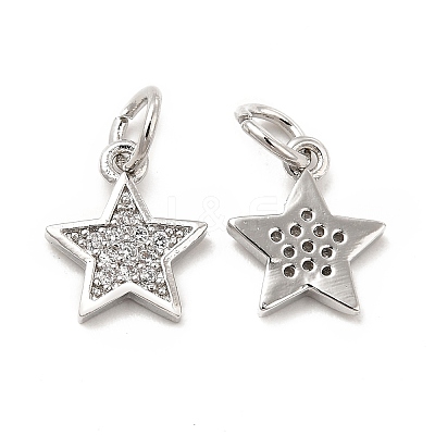 Brass Micro Pave Cubic Zirconia Charms KK-E068-VB247-1