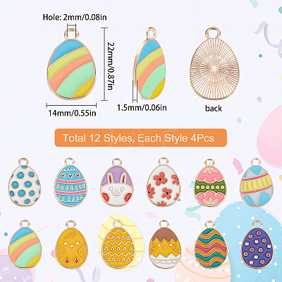 48Pcs 12 Style Alloy Enamel Pendants ENAM-SC0002-99-1