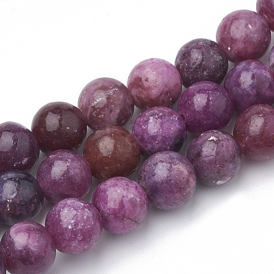 Natural Lepidolite/Purple Mica Stone Beads Strands G-T103-07-1