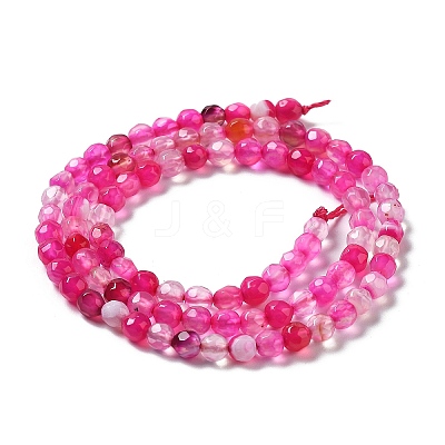 Faceted Natural Striped Agate/Banded Agate Beads Strands G-F447-4mm-H08-1
