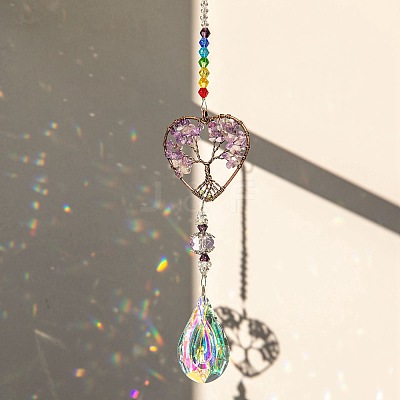 Natural Amethyst Tree of Life Suncatchers PW-WG72791-01-1