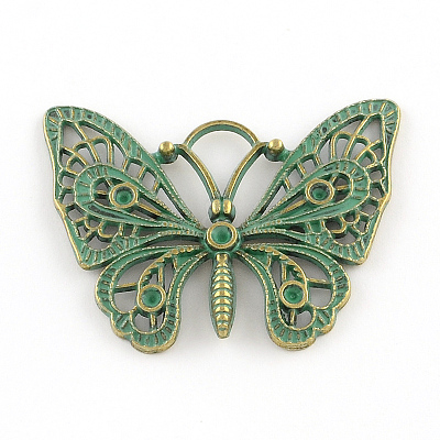 Butterfly Zinc Alloy Pendants PALLOY-R065-069-FF-1