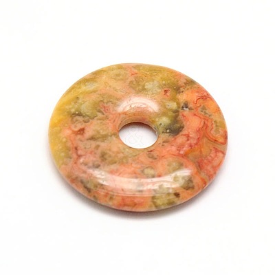 Donut/Pi Disc Natural Gemstone Pendants G-L234-40mm-06-1