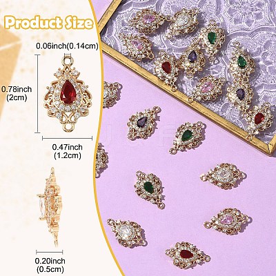 3Pcs Brass Micro Pave Cubic Zirconia Links Connectors KK-YW0003-49LG-04-1