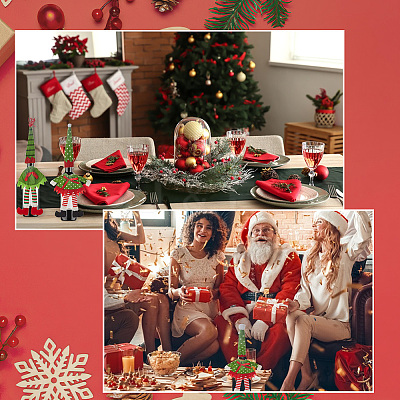 4 Sets 2 Style Christmas Wine Bottle Cover Pleuche Decoration AJEW-GF0007-18-1