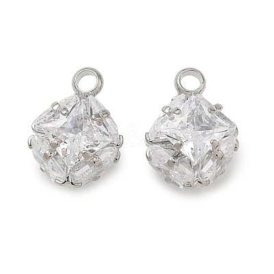 Brass Pave Clear Cubic Zirconia Charms CU-CBAD360-08P-02-1