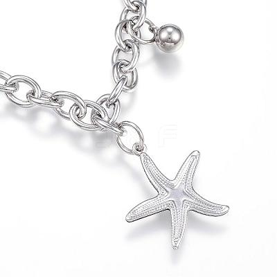 Tarnish Resistant 304 Stainless Steel Charm Bracelets BJEW-G544-05P-1