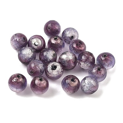 Handmade Silver Foil Glass Beads LAMP-A001-G02-10MM-1-1