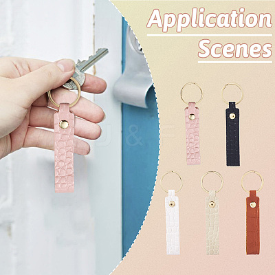 10Pcs 5 Colors PU Leather Keychain KEYC-TA0001-33-1