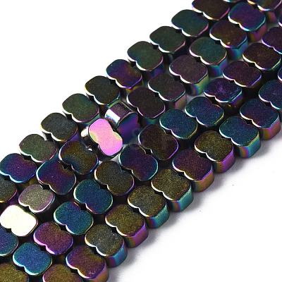 Electroplate Rainbow Color Non-magnetic Synthetic Hematite Beads Strands G-N337-03-1