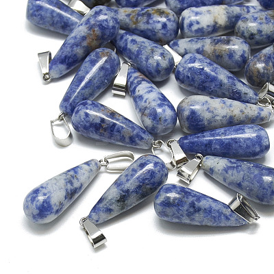 Natural Blue Spot Jasper Pendants G-T081-13-1