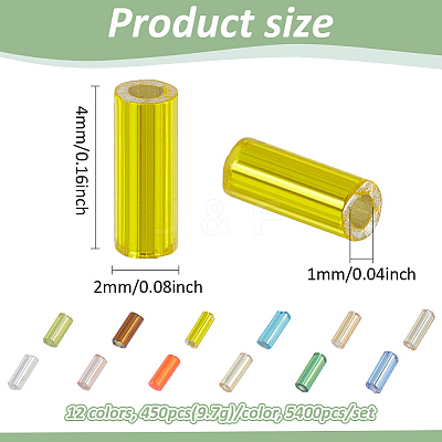 5400pcs 12 Colors Plated Glass Bugle Beads SEED-PH0002-32-1