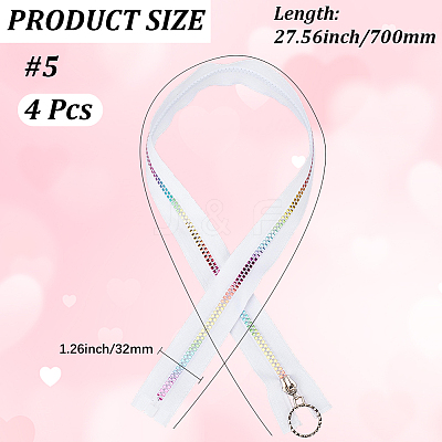4Pcs #5 Nylon Coil Zippers Rainbow Zipper Tape SENE-CY0001-13A-02-1