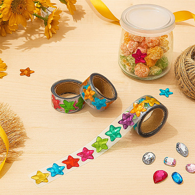 Five-pointed Star Laser Paper Self-Adhesive Stickers DIY-WH0899-277-1