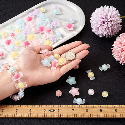 120Pcs 3 Style Transparent Acrylic Beads TACR-BT0001-03-1