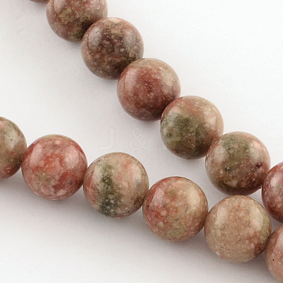 Natural Unakite Gemstone Round Bead Strands G-R289-4mm-1