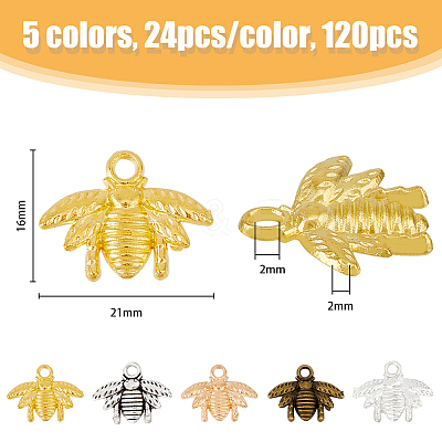 120Pcs 5 Colors Alloy Pendants FIND-HY0001-95-1