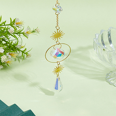 1Pc Glass Pendant Decorations HJEW-LP0002-64-1