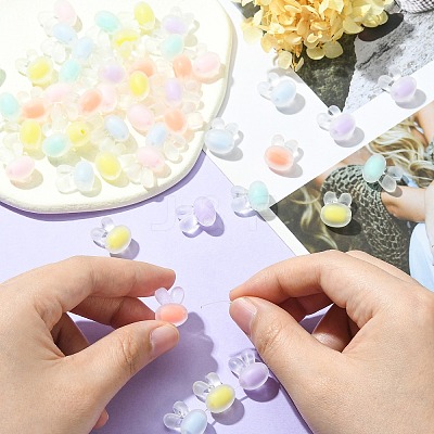 60Pcs 6 Colors Transparent Clear Acrylic Beads FACR-CJ0001-10-1