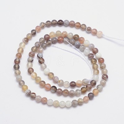 Round Natural Botswana Agate Bead Strands G-I166-02-4mm-01-1