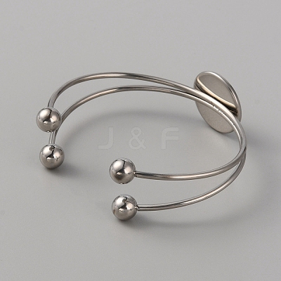 304 Stainless Steel Double Wire Cuff Bangle Makings STAS-WH0017-025-1