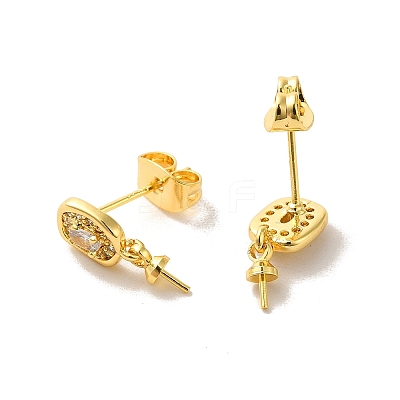 Brass Micro Pave Cubic Zirconia Studs Earrings Findings EJEW-H128-05G-1
