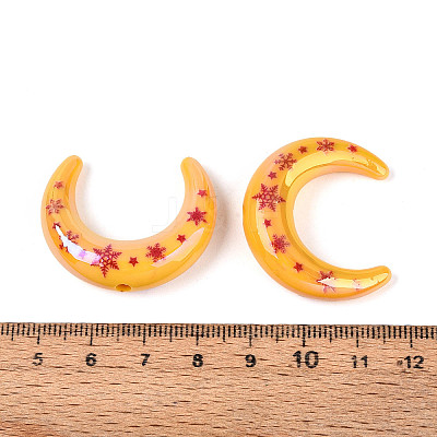 Christmas UV Plating Printed Opaque Acrylic Beads MACR-N018-07B-1