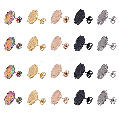 20Pcs 5 Color 304 Stainless Steel Stud Earring Finding STAS-DC0013-05-1