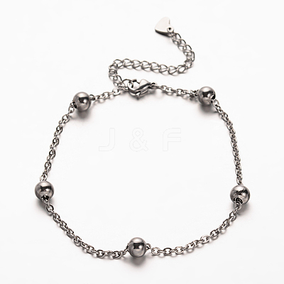 Tarnish Resistant 304 Stainless Steel Cable Chains Bracelets BJEW-O092-04-1