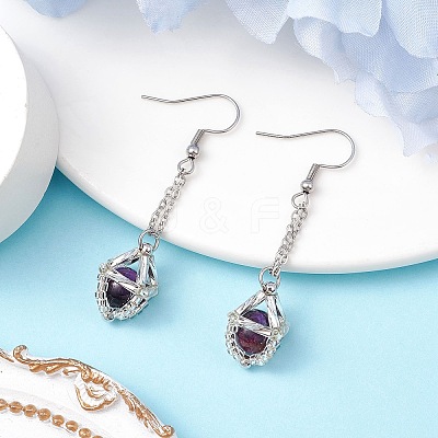 Glass Seed Beads Dangle Earrings EJEW-MZ00350-04-1