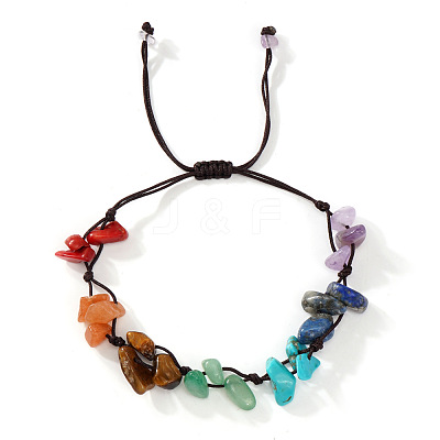 Adjustable 7 Chakra Gemstone Chip Braided Bead Bracelets for Women UX3528-1