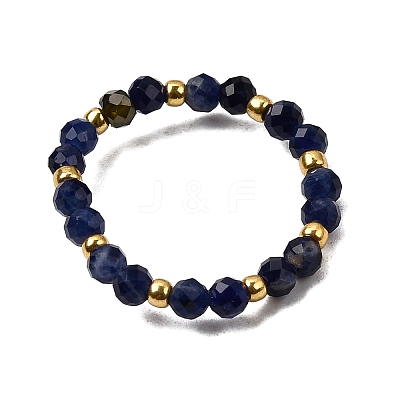 Natural Sodalite Beaded Stretch Rings for Women RJEW-JR00868-04-1