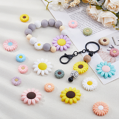 25Pcs 25 Styles Food Grade Eco-Friendly Silicone Focal Beads SIL-DC0001-74-1