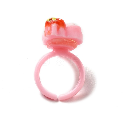Cartoon Sweetmeats Resin Open Cuff Ring for Kids X-RJEW-K239-21-1