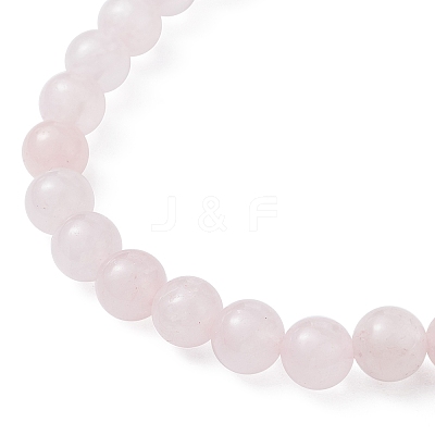 Natural Rose Quartz Round Beaded Stretch Bracelets BJEW-JB09727-03-1