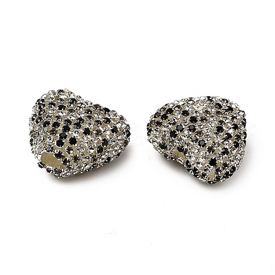 Sparkling Acrylic Heart Beads with Rhinestone Embellishment OACR-NH0001-02B-06-1