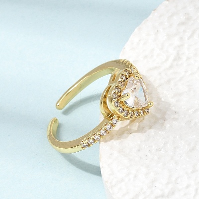 Adjustable Brass Micro Pave Cubic Zirconia Cuff Open Rings CU-CBABA66-04G-1
