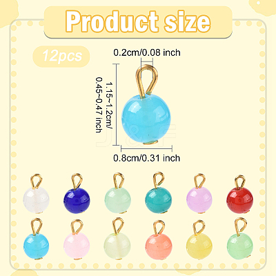20Pcs Glass Round Pendants PALLOY-YW00064-1
