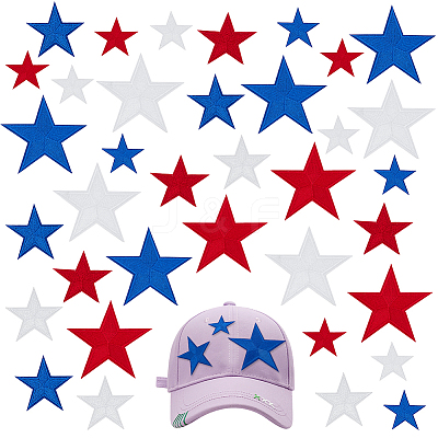 1Box Star Computerized Embroidery Polyester Cloth Iron on/Sew on Patches AJEW-FG0004-97-1