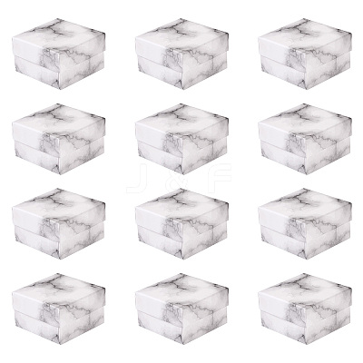 Square Marble Texture Cardboard Jewelry Ring Boxes CON-TAC0009-05A-1