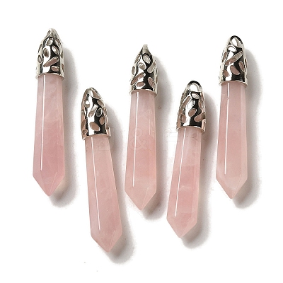 Natural Rose Quartz Pointed Big Pendants G-Z055-01P-14-1