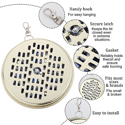Tinplate Mosquito Coil Holder AJEW-WH0042-69LG-1