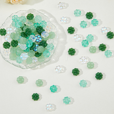 100Pcs 4 Styles Spray Painted Glass Beads GLAA-DC0001-51-1