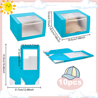 Foldable Cardboard Gift Cap Storage Boxes with Clear PVC Window CON-WH0099-66D-1