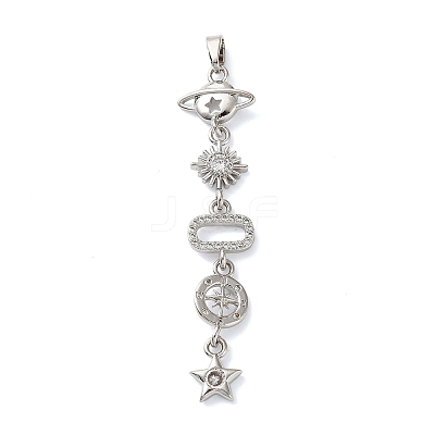 Brass Micro Pave Clear Cubic Zirconia Pendants KK-D101-01D-P-1
