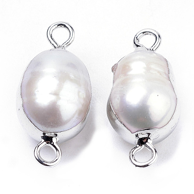 Plated Natural Baroque Pearl Keshi Pearl Links connectors PEAR-S012-07-1