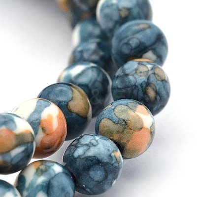 Synthetic Ocean White Jade Round Bead Strands G-M165-8mm-15-1